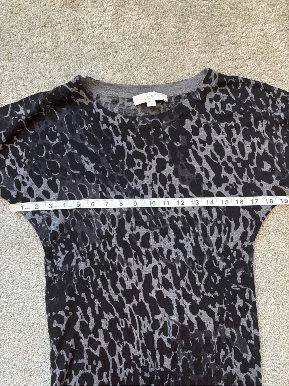 LOFT Gray & Black Animal Print Wool Dress — XS - Picture 7 of 9